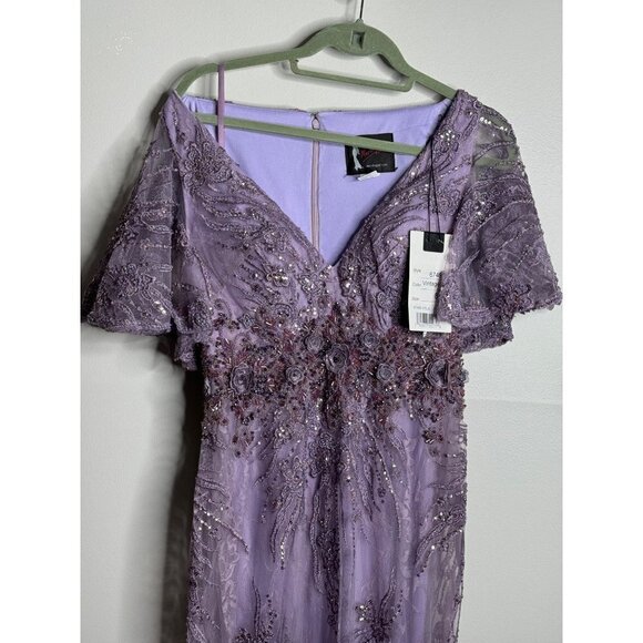 MAC DUGGAL Vintage Lilac Flutter Sleeve Evening Gown Maxi Dress Size 8 NEW 67493 - Picture 8 of 15
